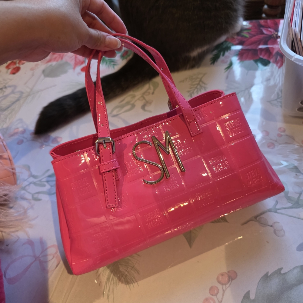 Steve Madden Hot Pink Patent Mini Tote with SM Logo